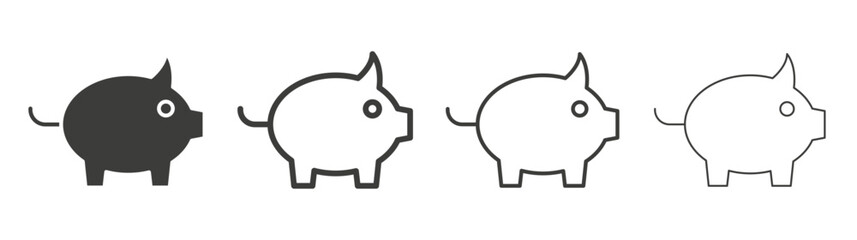 Piggy bank liner icon vector set.