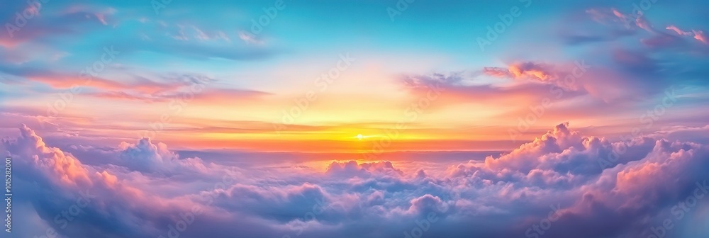 Poster sunset view with clouds background wide background