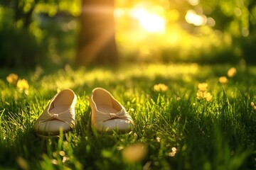 Ballet flats in a sunny park