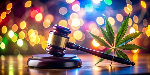 The image of a gavel merged with a hemp leaf captures the essence of justice and ecological mindfulness, highlighting the harmony between legality