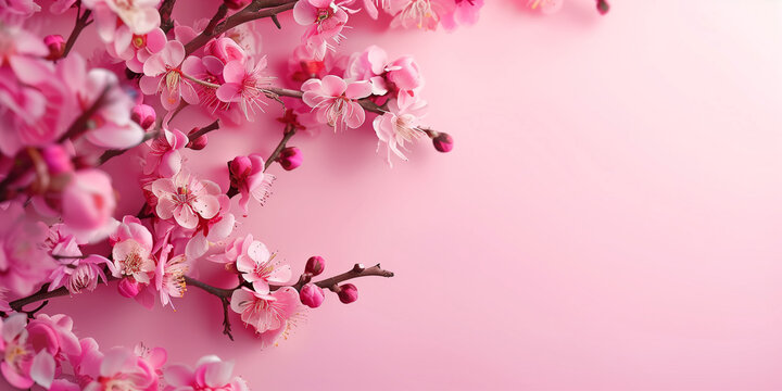 Pink flowers with a pink background