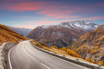Picturesque autumn landscape  at Grossglockner High Alpine Road