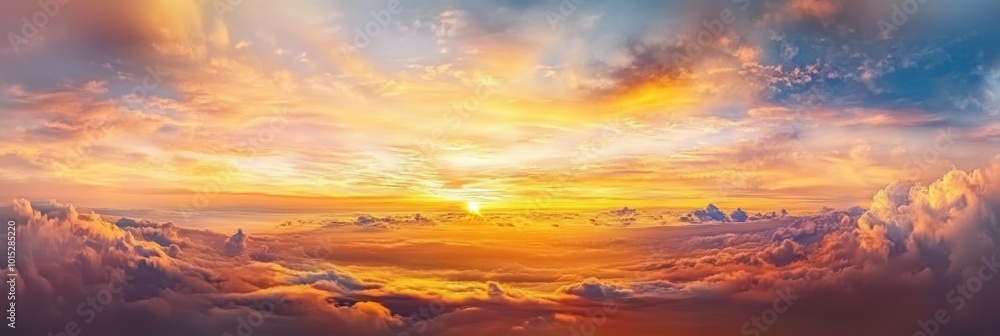 Poster sunset view with clouds background wide background