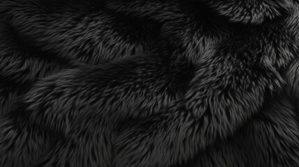 Fototapeta premium Close Up of Luxurious Black Fur Texture, Soft and Shiny Background, Elegant Material Design Element