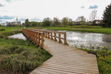 Gołotczyzna, a newly revitalized park in the Masovian Voivodeship with alleys and bridges, Poland,