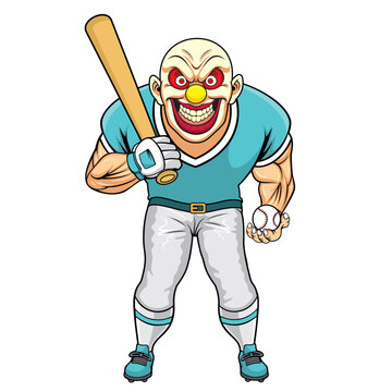 recommend clip art: baseball mascot clown vector illustration baseball character design