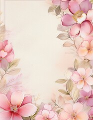 Fototapeta premium Delicate pink floral border