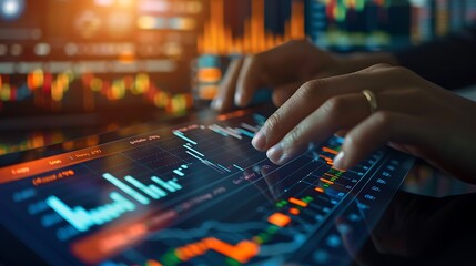 Businessman analyzing investment charts with laptop computer. Financial and trading concept
