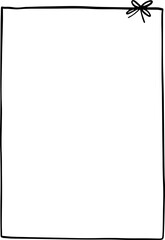 Simple Hand-Drawn Spiral Line Art Border with Bow