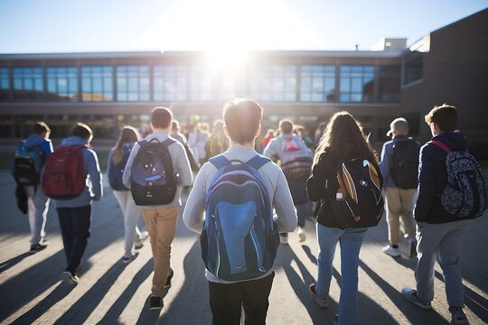 group of Students Walking to School