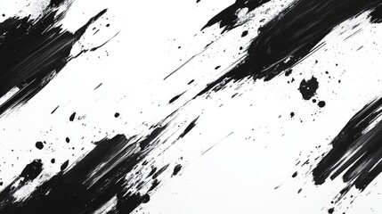 Naklejka premium A striking abstract image featuring bold black brushstrokes on a clean white background, creating a stunning modern art piece filled with dynamic movement.