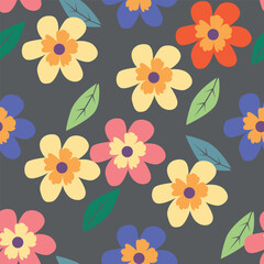 Seamless pattern with floral motifs. Vector illustration.