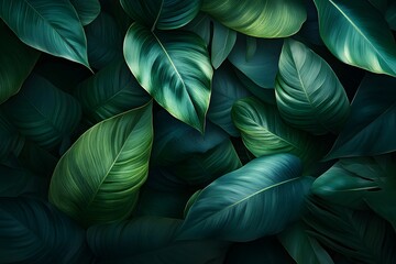 Fototapeta premium Lush green leaves texture