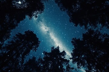 A starry night sky with a blue hue, generative ai image