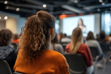 Conference audience watching speaker 