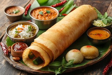 Delicious south indian cuisine platter 