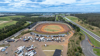Drone aerial photograph of the Sydney International Speedway located in Eastern Creek in the...