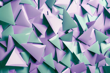 Backdrop with contemporary abstract design featuring layered metallic triangles and geometric shapes. Modern geometry background. front view. Digital 3D render. wallpaper with texture.