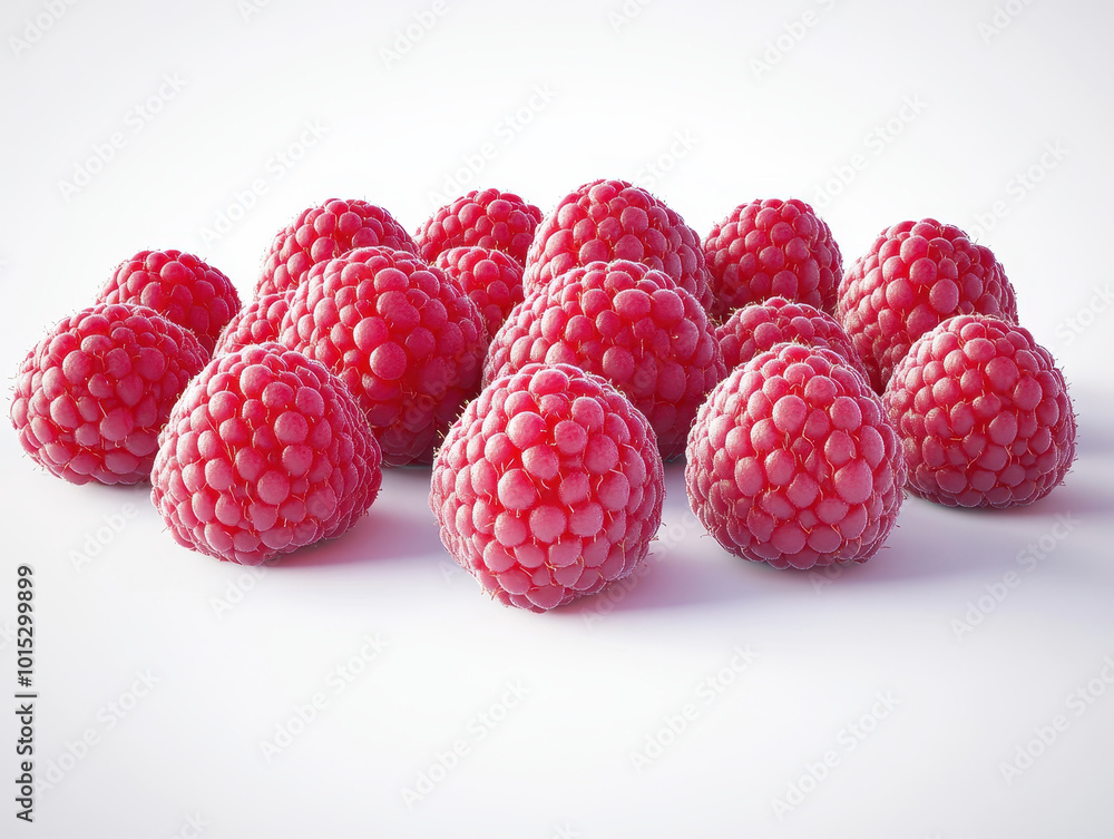 Poster A cluster of raspberries with natural lighting.