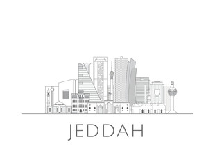 Naklejka premium Jeddah skyline cityscape vector illustration