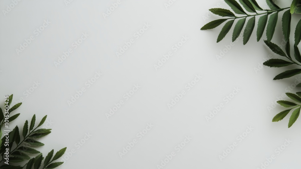 Poster palm leaves cast soft shadows across a smooth white surface, forming an elegant abstract pattern tha