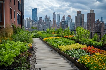 Fototapeta premium Sustainable urban farming rooftop
