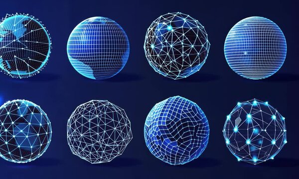 Collection of 3D Wireframe Globe Models