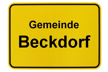 Illustration eines Ortsschildes der Gemeinde Beckdorf in Niedersachsen