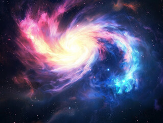 Obraz premium Celestial Wonders: A Vibrant Galaxy Swirling with Hues of Blue and Pink