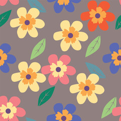 Seamless pattern with floral motifs. Vector illustration.