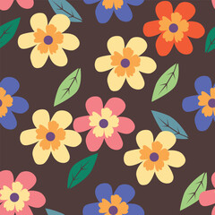 Seamless pattern with floral motifs. Vector illustration.