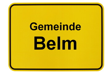 Illustration eines Ortsschildes der Gemeinde Belm in Niedersachsen