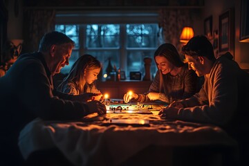 Fototapeta premium Hygge family game night
