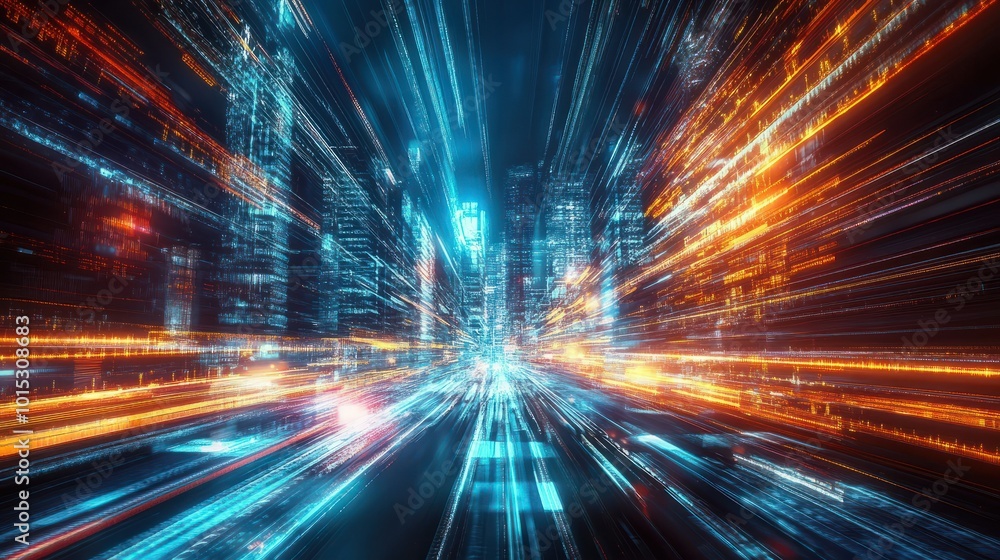 Aufkleber an ultra-futuristic tech abstract background is a visually appealing and thought-provoking image tha