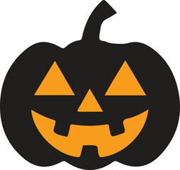 a flat illustration of a scary Halloween pumpkin