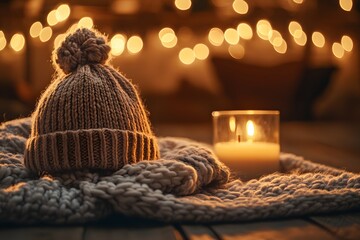 Obraz premium Hygge cozy woolen hat