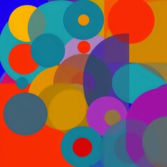 Obraz premium Vibrant Abstract Circle Pattern, Multi-Colored Overlapping Shapes
