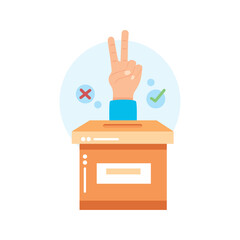 voting box with voter hand