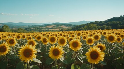 Radiant Sunflower Field in Tuscan Countryside