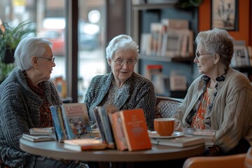 Older adults enjoying a book club