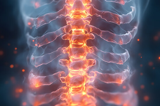 Human Spine X-ray Illustration Highlighting Anatomy and Back Pain
