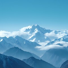 Obraz premium Serene Snow-Capped Mountain Landscape with Rocky Outcroppings, High Resolution, 1:1 Aspect Ratio
