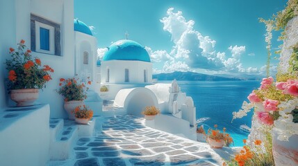 white and blue building blue sky, Greece