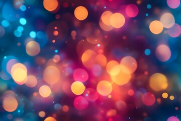 Obraz premium A vibrant abstract background with multicolored bokeh lights that creates a festive and magical atmosphere. 