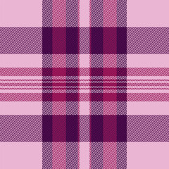 Male check plaid background, international texture pattern tartan. Picnic blanket seamless vector fabric textile in light and magenta colors.