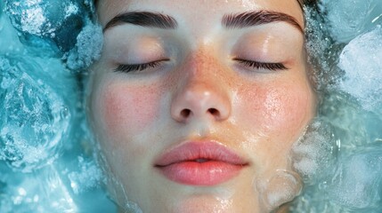 Woman's Face Covered with Ice