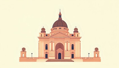 Obraz premium Pink Palace Island Estate: Grand Architectural Wonder with Pink Dome