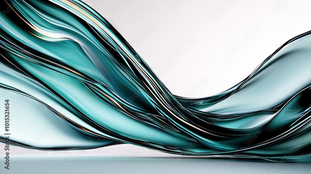 Poster a close-up of a blue and silver object with wavy lines at the bottom of the image