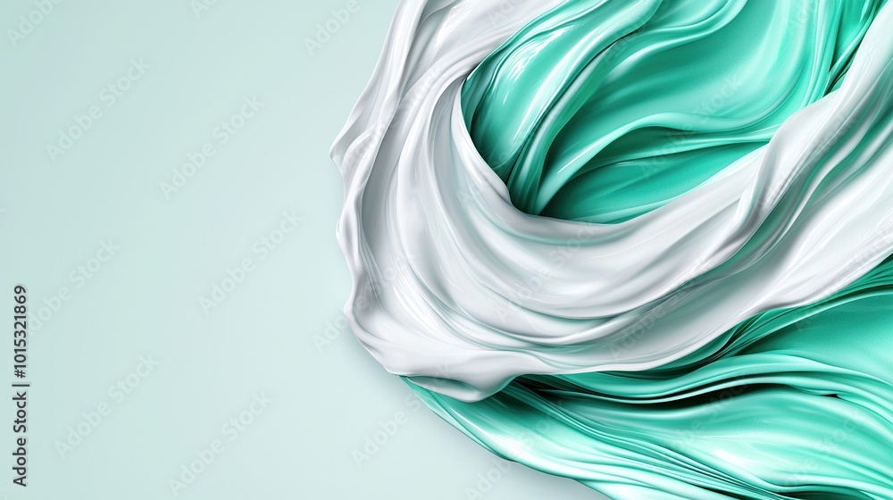 Poster a green and white background with a wavy pattern at the top and bottom of the image