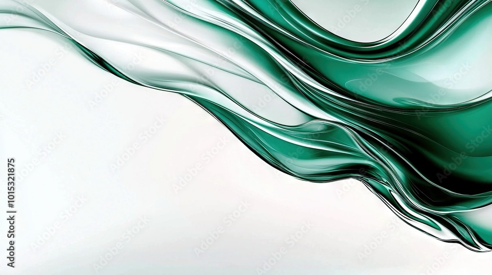 Poster a close-up of a green and white background with a wavy design at the bottom of the image